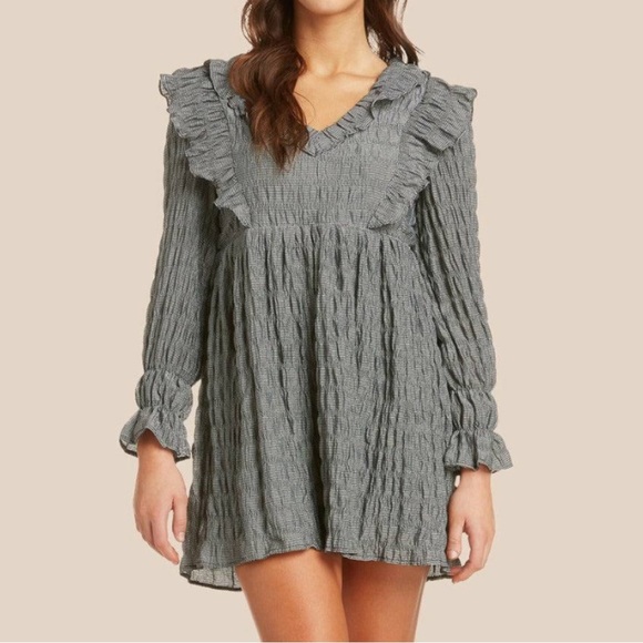 Moon River Dresses & Skirts - Moon River Ruffle Gingham Babydoll Mini Dress Coquette Fashion Size Small